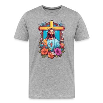 Jesus Christ - Men's Premium Organic T-Shirt - heather grey - Front - Damien (186cm)