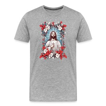 Jesus Christus - Männer Premium Bio T-Shirt - Grau meliert - Vorne - Damien (186cm)