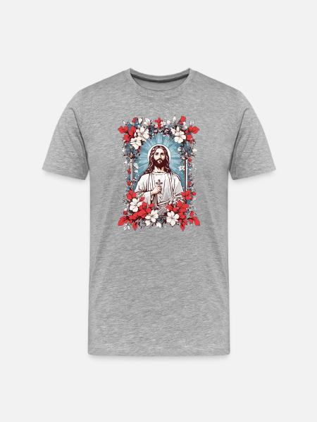 Jesus Christus - Männer Premium Bio T-Shirt - Grau meliert
