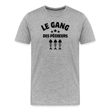 pêche, pêcheur amateur, truite - T-shirt bio Premium Homme - gris chiné - Devant - Damien (186cm)