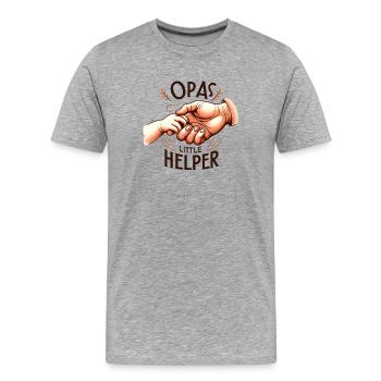 Opas kleiner Helfer - Männer Premium Bio T-Shirt - Grau meliert - Vorne - Damien (186cm)
