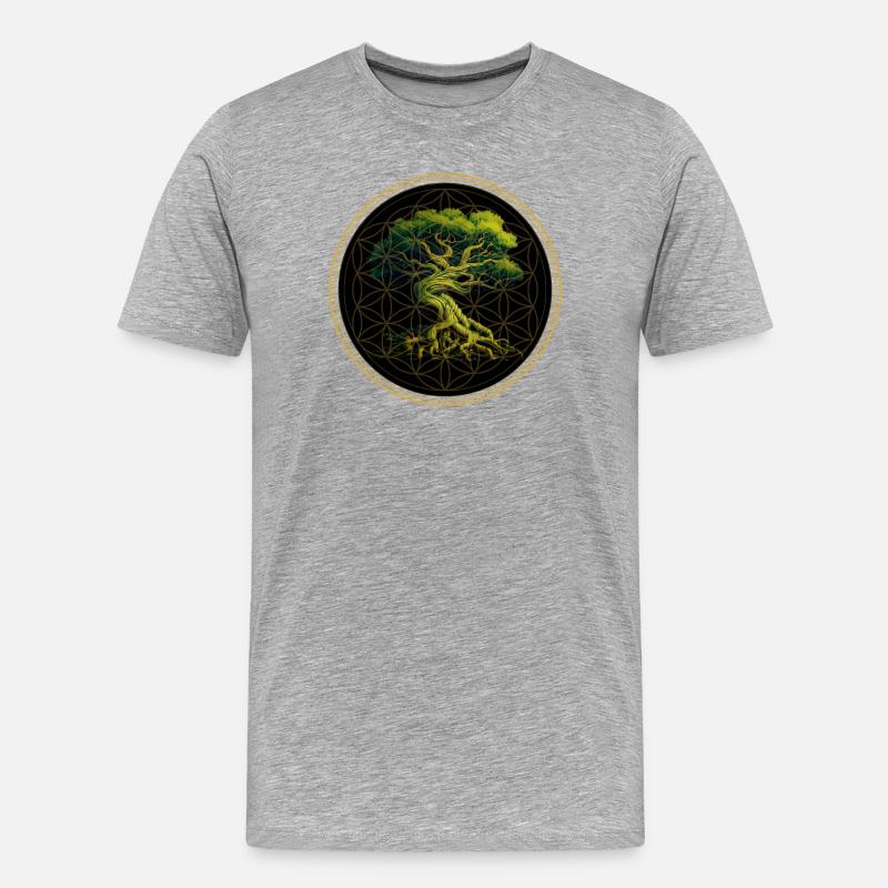 Weltenbaum Yggdrasil Weltesche Logo - Männer Premium Bio T-Shirt - Grau meliert