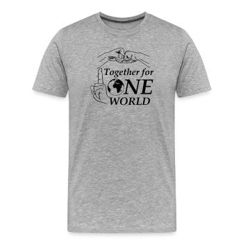 Ensemble pour un seul monde - T-shirt bio Premium Homme - gris chiné - Devant - Damien (186cm)