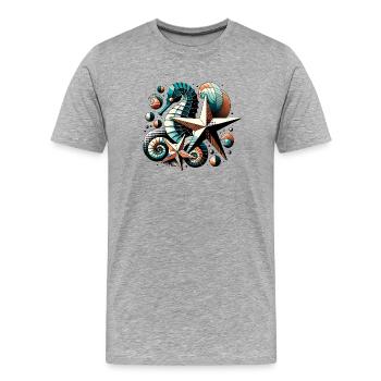 Stylish sea creatures - Men's Premium Organic T-Shirt - heather grey - Front - Damien (186cm)