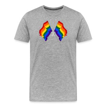 Deux drapeaux arc-en-ciel - T-shirt bio Premium Homme - gris chiné - Devant - Damien (186cm)