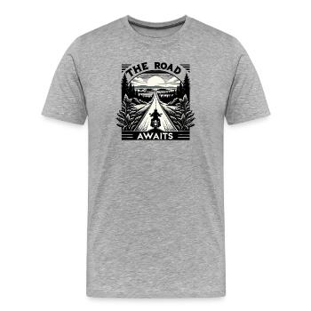 La route vous attend - T-shirt bio Premium Homme - gris chiné - Devant - Damien (186cm)