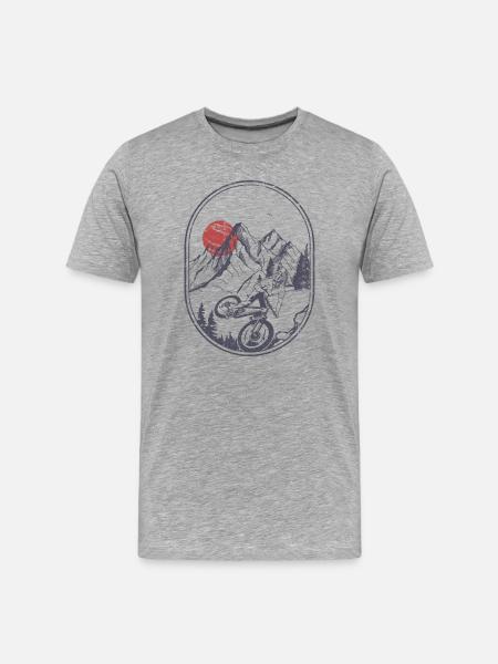 Sunset Peak Mountainbike-Abzeichen - Männer Premium Bio T-Shirt - Grau meliert