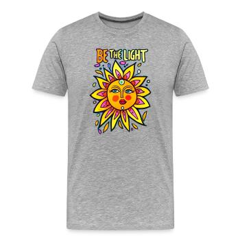 Soyez la lumière - T-shirt bio Premium Homme - gris chiné - Devant - Damien (186cm)