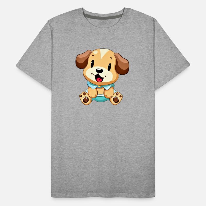 Conception de dessin animé adorable chiot T-shirt bio Premium Homme