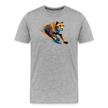Guépard - T-shirt bio Premium Homme - gris chiné - Devant - Damien (186cm)