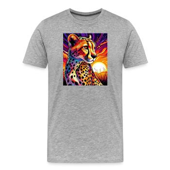 Guépard - T-shirt bio Premium Homme - gris chiné - Devant - Damien (186cm)