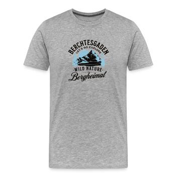 Berchtesgaden Wildnis Logo Alpenlandschaft - Männer Premium Bio T-Shirt - Grau meliert - Vorne - Damien (186cm)