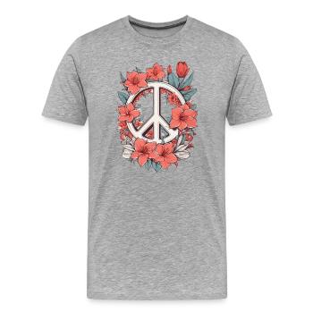 Friedenszeichen mit Blumen - Männer Premium Bio T-Shirt - Grau meliert - Vorne - Damien (186cm)
