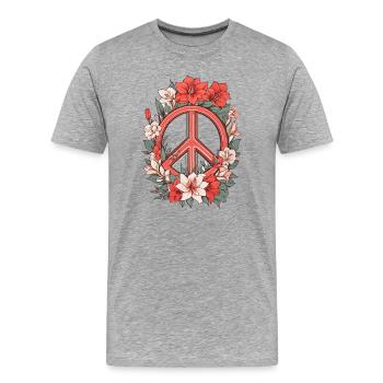 Peace Sign - Men's Premium Organic T-Shirt - heather grey - Front - Damien (186cm)