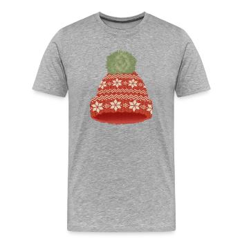 Red Green beanie in knitted look with large pompom - Men's Premium Organic T-Shirt - heather grey - Front - Damien (186cm)
