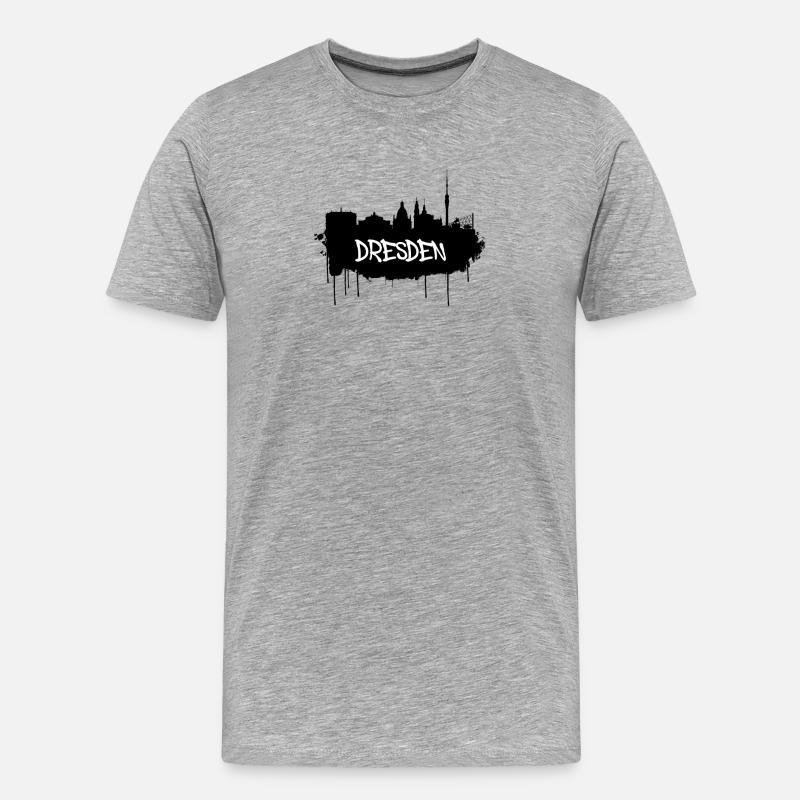 Dresden Graffiti Skyline - Männer Premium Bio T-Shirt - Grau meliert