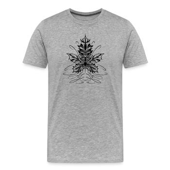 Ahornblatt Blatt Laub Herbst - Männer Premium Bio T-Shirt - Grau meliert - Vorne - Damien (186cm)