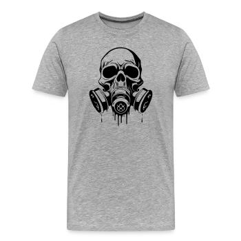 Skull with gas mask – dark urban art motif - Men's Premium Organic T-Shirt - heather grey - Front - Damien (186cm)