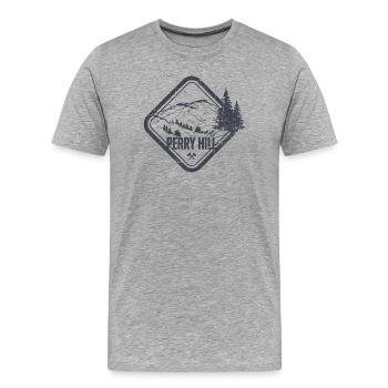 Perry Hill Bergrücke - Männer Premium Bio T-Shirt - Grau meliert - Vorne - Damien (186cm)