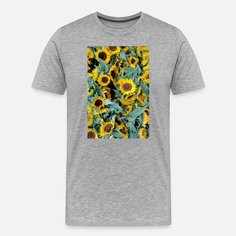 SONNENBLUMENSTIMMUNG - Männer Premium Bio T-Shirt - Grau meliert