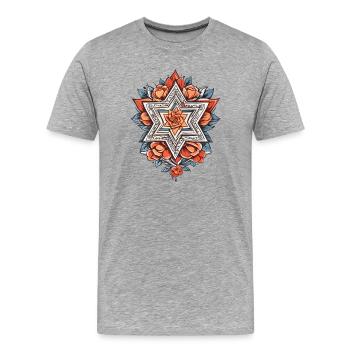 Jewish Star with Flowers - Men's Premium Organic T-Shirt - heather grey - Front - Damien (186cm)