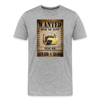 WANTED WALKMAN - Men's Premium Organic T-Shirt - heather grey - Front - Damien (186cm)