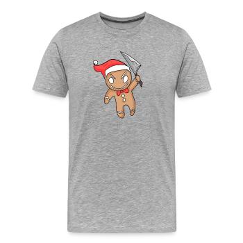 Böser Lebkuchen Weihnachten - Männer Premium Bio T-Shirt - Grau meliert - Vorne - Damien (186cm)