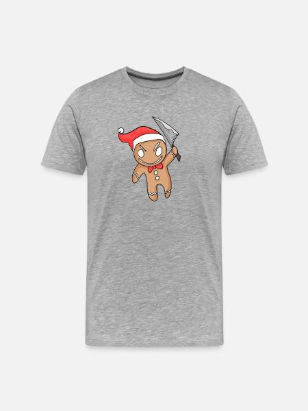 Evil Gingerbread Christmas - Men's Premium Organic T-Shirt - heather grey
