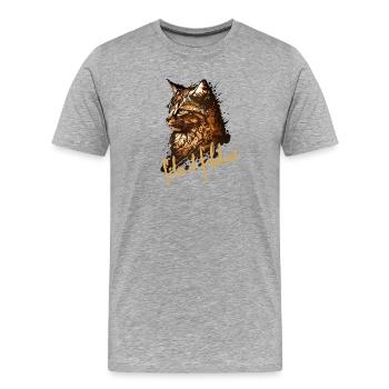 Félin Fabuleux Splatter - T-shirt bio Premium Homme - gris chiné - Devant - Damien (186cm)
