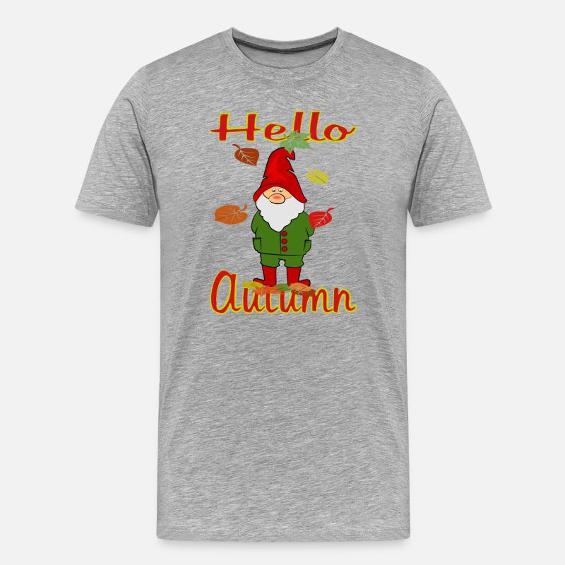  Wichtel mit Herbstlaub - Männer Premium Bio T-Shirt - Grau meliert