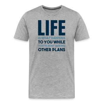 Das Leben passiert - Männer Premium Bio T-Shirt - Grau meliert - Vorne - Damien (186cm)