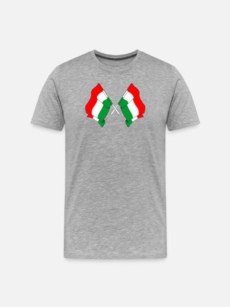 Deux drapeaux Hongrie - T-shirt bio Premium Homme - gris chiné