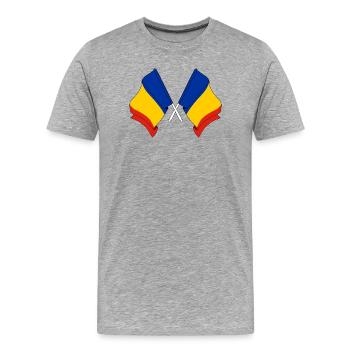 Deux drapeaux Drapeau de la Roumanie, drapeau horizontal m - T-shirt bio Premium Homme - gris chiné - Devant - Damien (186cm)