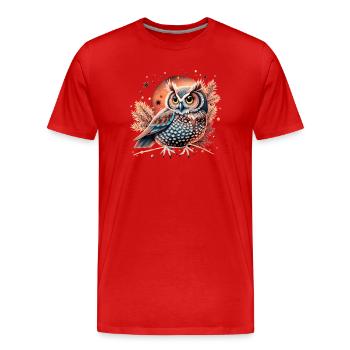 hibou_ niedliche Eule - Männer Premium Bio T-Shirt - Rot - Vorne - Damien (186cm)