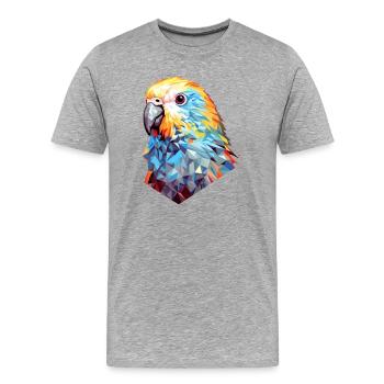 Budgie Polygon Bird Budgies - Men's Premium Organic T-Shirt - heather grey - Front - Damien (186cm)