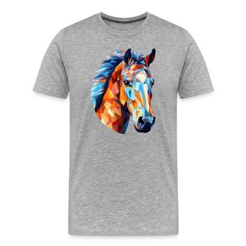 Cheval Polygone Tête De Cheval Chevaux - T-shirt bio Premium Homme - gris chiné - Devant - Damien (186cm)