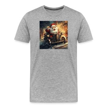 Santa Nickolaus Christmas Time Is Coming In Town - Men's Premium Organic T-Shirt - heather grey - Front - Damien (186cm)