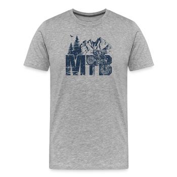 Mountain Biking Silhouette - Men's Premium Organic T-Shirt - heather grey - Front - Damien (186cm)