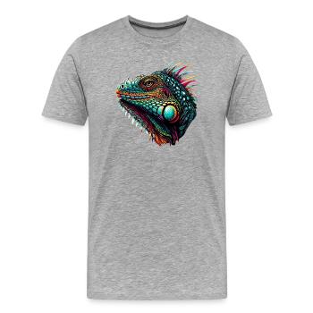 Iguana - Men's Premium Organic T-Shirt - heather grey - Front - Damien (186cm)
