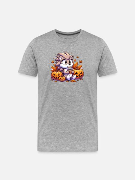 Hedgehog drinks Halloween - Men's Premium Organic T-Shirt - heather grey