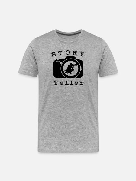 Storyteller - Männer Premium Bio T-Shirt - Grau meliert