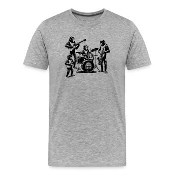 Ruban de singe | Musiciens chimpanzés - T-shirt bio Premium Homme - gris chiné - Devant - Damien (186cm)