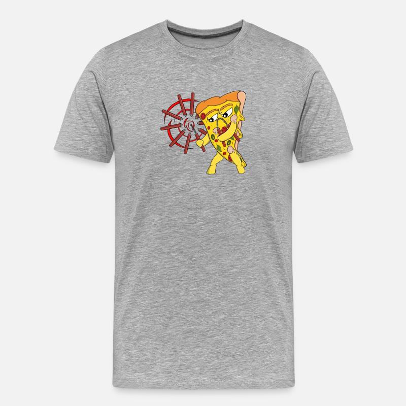 Lustige Martial-Arts-Pizza - Männer Premium Bio T-Shirt - Grau meliert