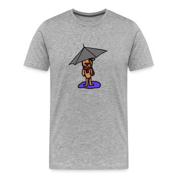 Ours en peluche, Temps violent, Ours, Pluie, Météo, Octobre, Automne - T-shirt bio Premium Homme - gris chiné - Devant - Damien (186cm)