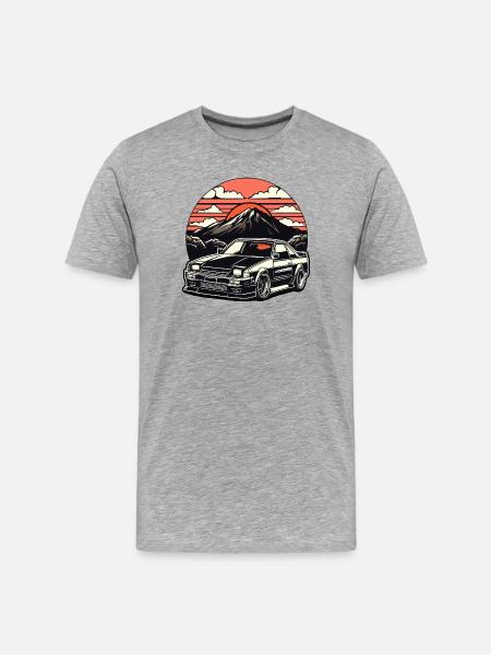 JDM-Auto Japanische Retro-Autorenn-Drift-Legende - Männer Premium Bio T-Shirt - Grau meliert