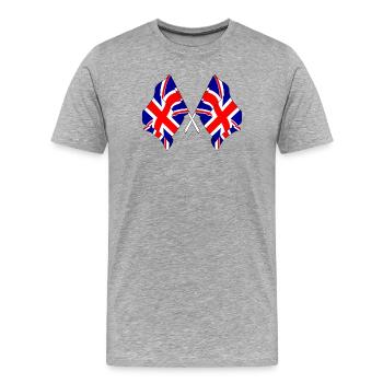 Zwei Flaggen Großbritannien - Männer Premium Bio T-Shirt - Grau meliert - Vorne - Damien (186cm)