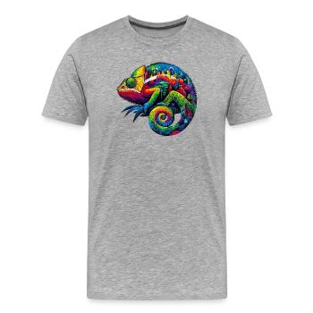 Urban chameleon with city skyline designs - Men's Premium Organic T-Shirt - heather grey - Front - Damien (186cm)