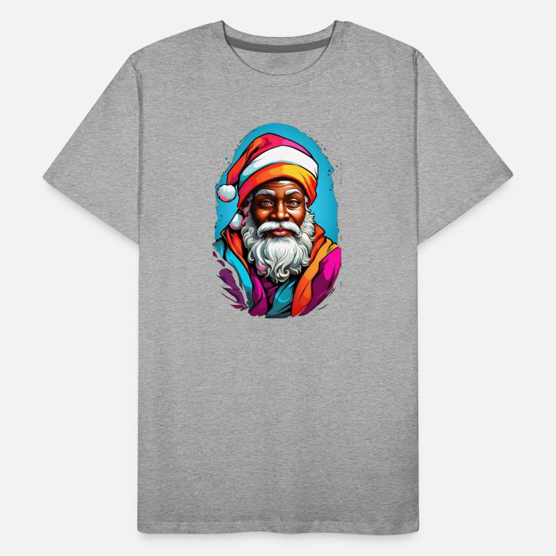 Père Noël festif avec écharpe colorée T-shirt bio Premium Homme