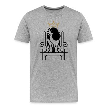 Kavalier König Charles Royal auf dem Thron - Männer Premium Bio T-Shirt - Grau meliert - Vorne - Damien (186cm)