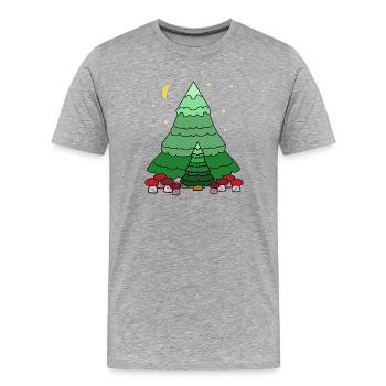 Nuit, Ciel étoilé, Forêt, Conifère, Sapin, Nature - T-shirt bio Premium Homme - gris chiné - Devant - Damien (186cm)